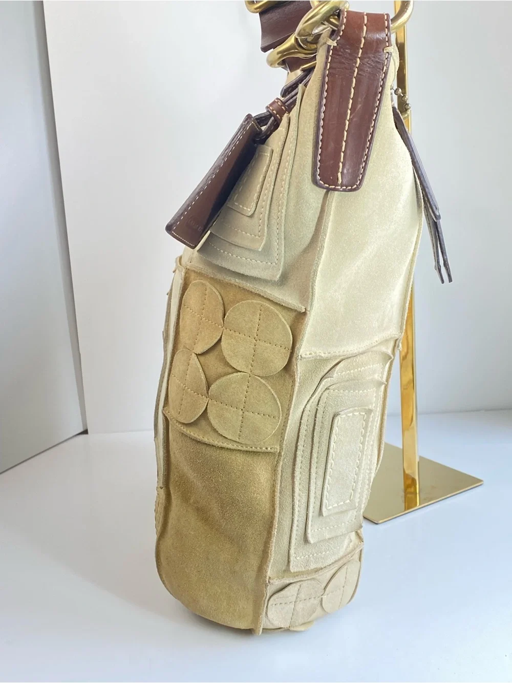 Coach XL Y2K Limited Edition Suede Patchwork Mosaic Shoulder Tote Bag - Picture 14 of 16